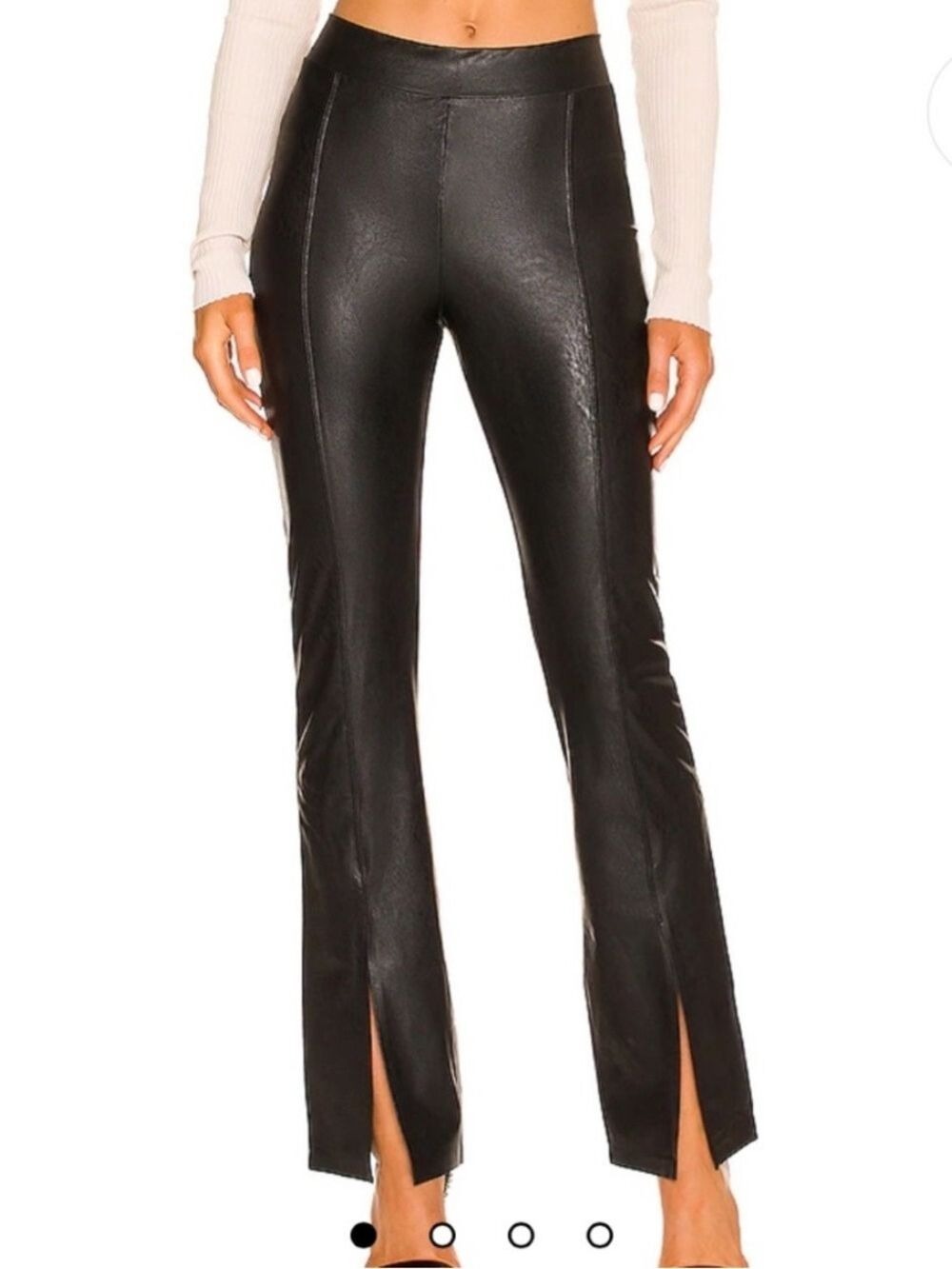Commando Faux Leather Straight Leg Split Hem Pants in Black
